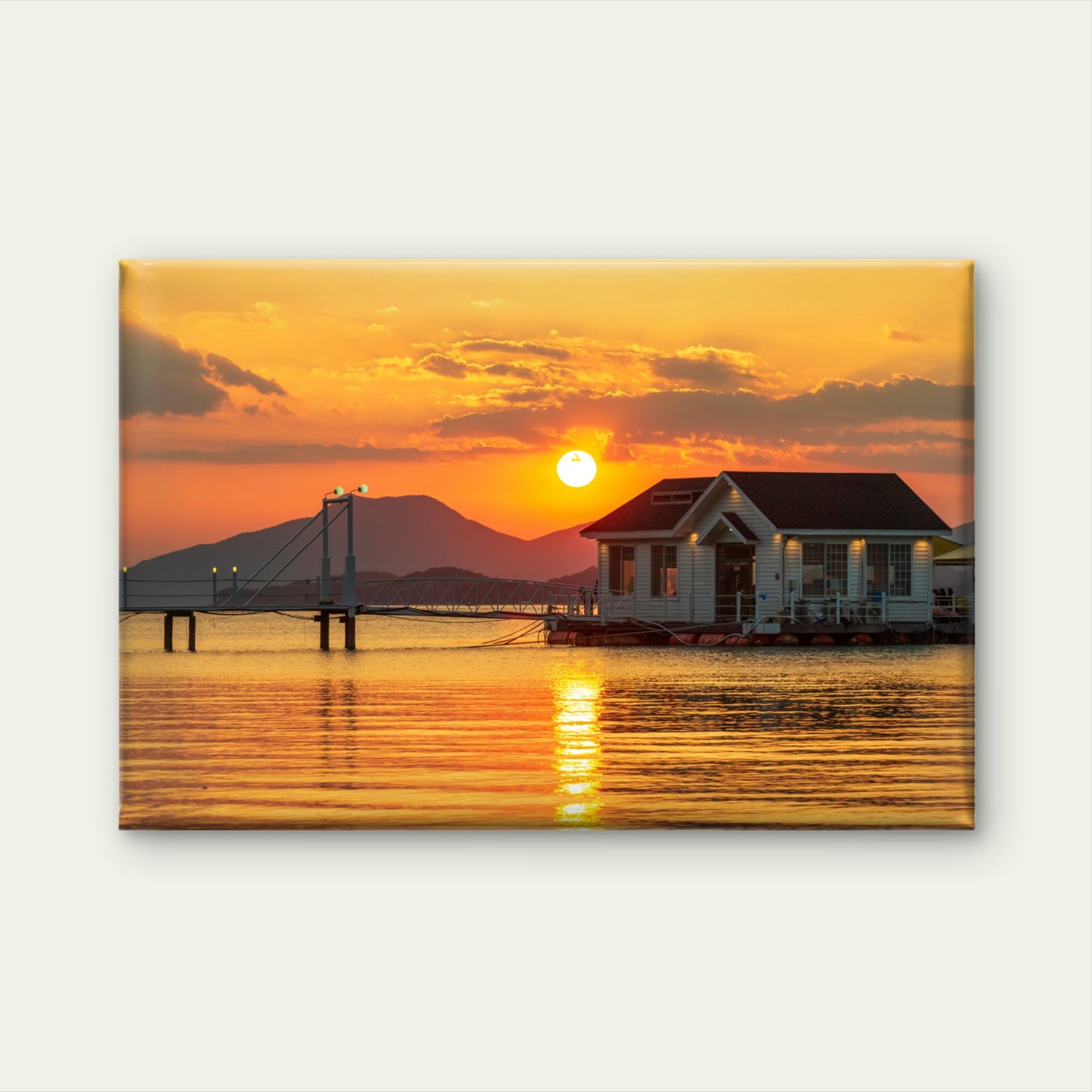 Beautiful sunset at Seamans floating cafe, South Korea  Wall Art Decor 100% Australian Made