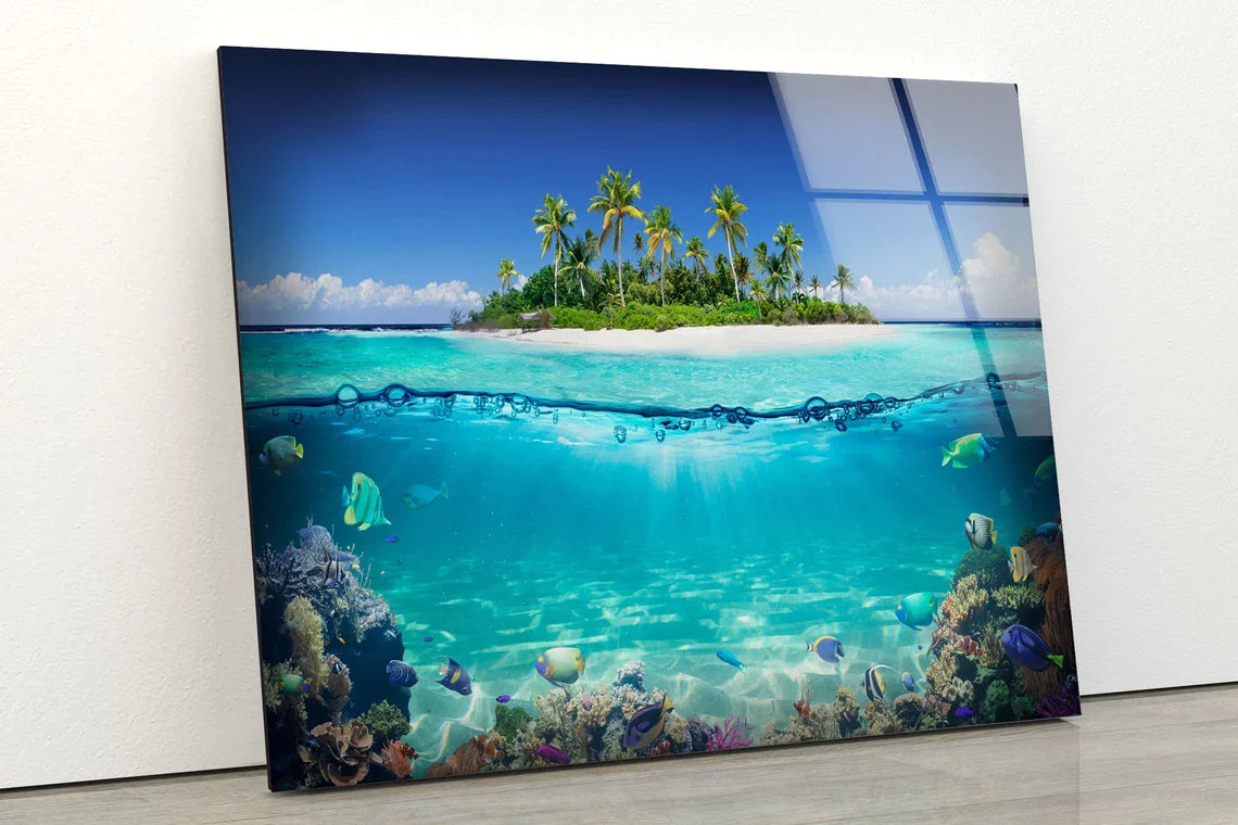 Island & Underwater Sea UV Direct Aluminum Print Australian Made Quality