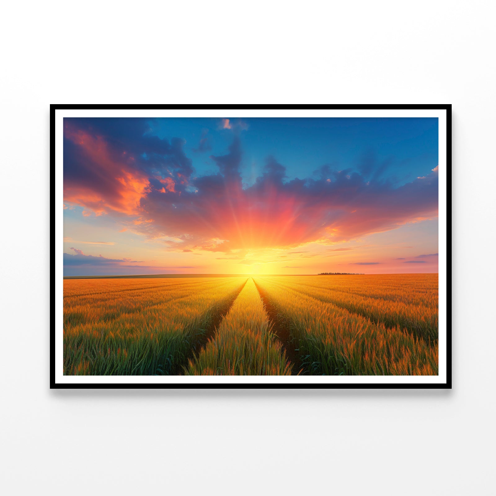 Rainbow with Wheat Fields at Sunset Home Decor Premium Quality Poster Print Choose Your Sizes - Bella Home Decor