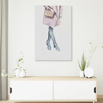 Pink Lady with Bag 3D Design Acrylic Glass Print Tempered Glass Wall Art 100% Made in Australia Ready to Hang