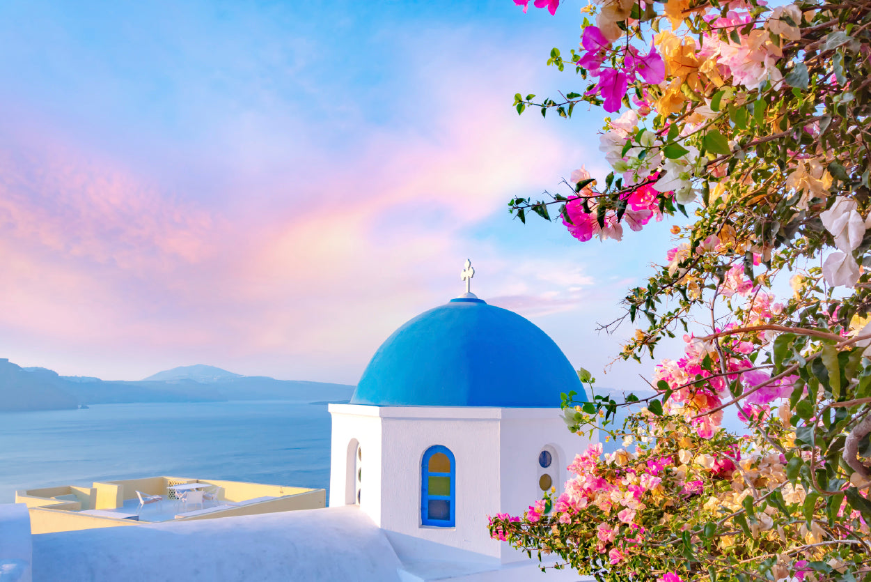 Bougainvillea Tree in Santorini Print 100% Australian Made - Bella Home Decor
