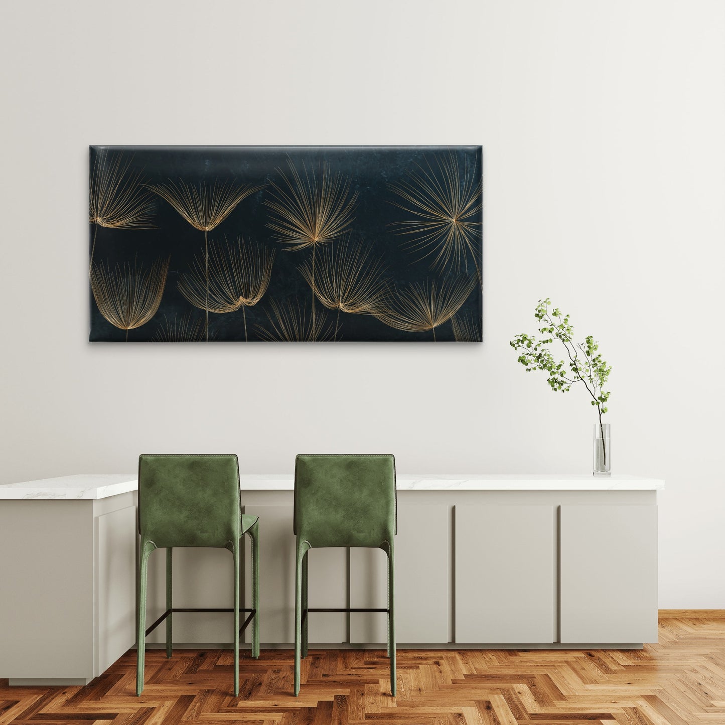 Blue Dandelion Seed Botany Wall Art Canvas Office Home Room Framed 120x60cm