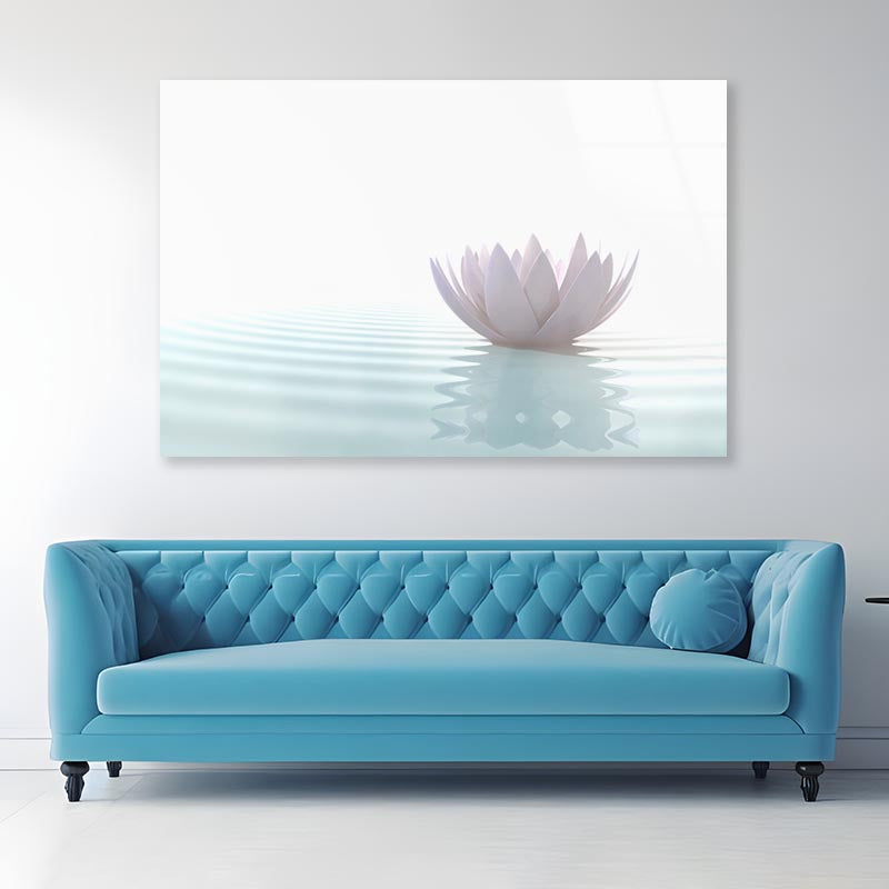 White Lotus Flower on Water Acrylic Glass Print Tempered Glass Wall Art 100% Made in Australia Ready to Hang