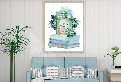 Green Blue Perfume Bottle with Flowers Design Home Decor Premium Quality Poster Print Choose Your Sizes