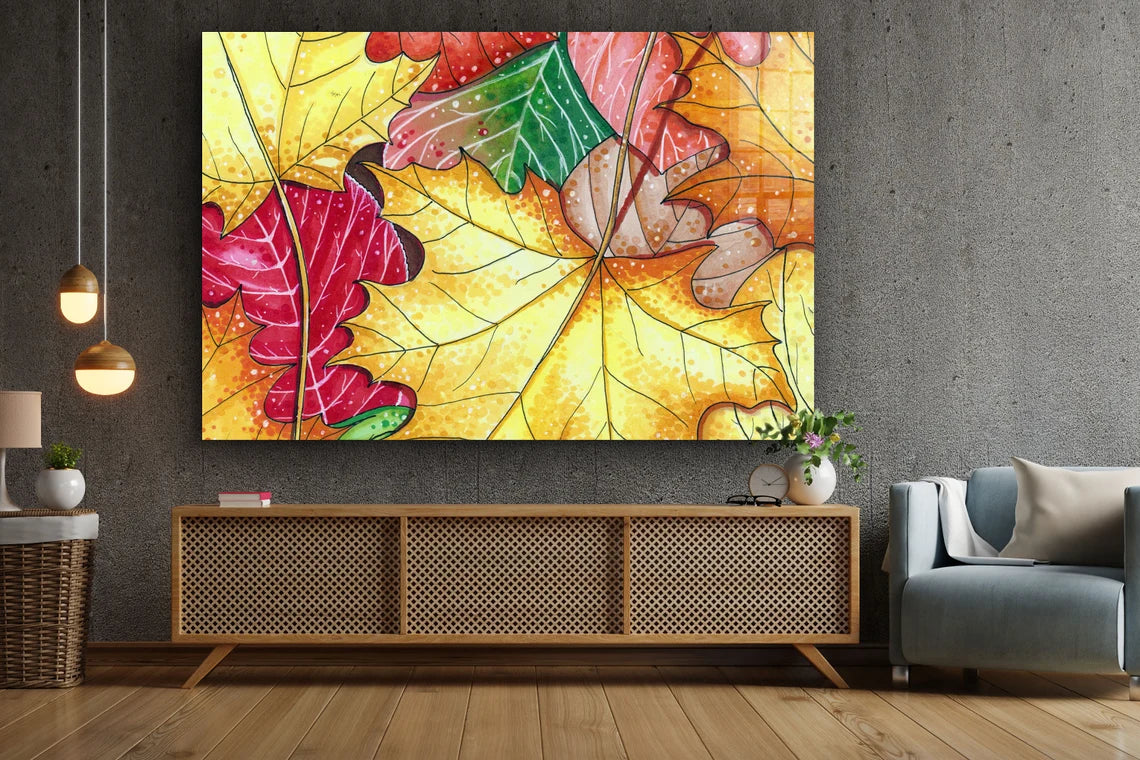 Colorful Autumn Leaves UV Direct Aluminum Print Australian Made Quality