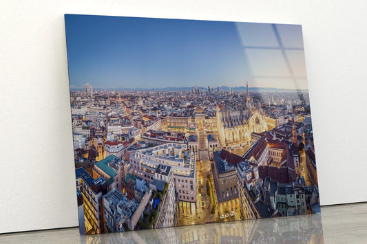 Duomo Di Milano With Evening Sky Acrylic Glass Print Tempered Glass Wall Art 100% Made in Australia Ready to Hang