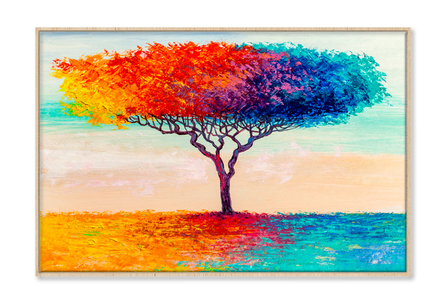 Colorful Abstract Tree Oil Painting Wall Art Limited Edition High Quality Print Canvas Box Framed Natural