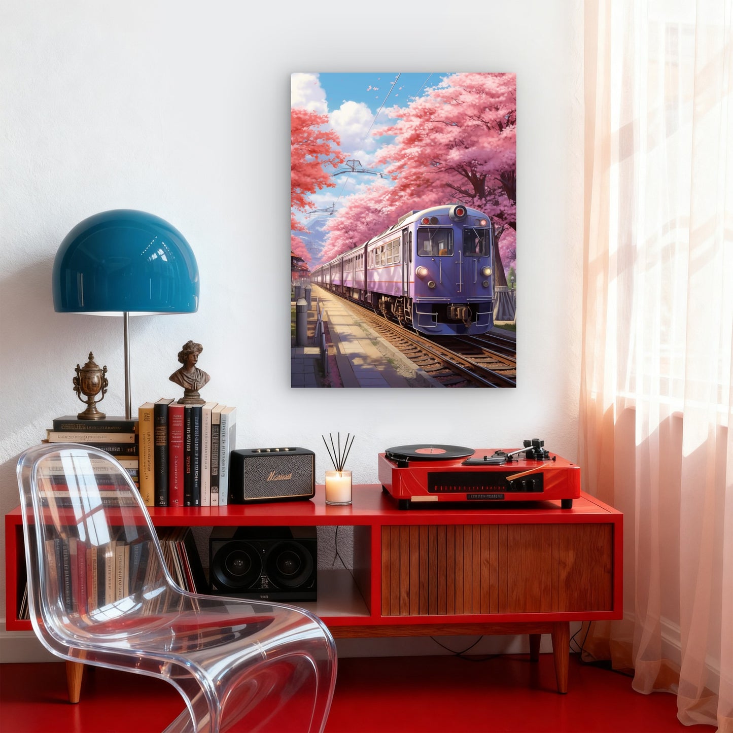 Sakura Train Kyoto Railway Japan 40x60cm Metal Print Ready to Hang