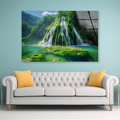Waterfall in the Park Acrylic Glass Print Tempered Glass Wall Art 100% Made in Australia Ready to Hang - Bella Home Decor