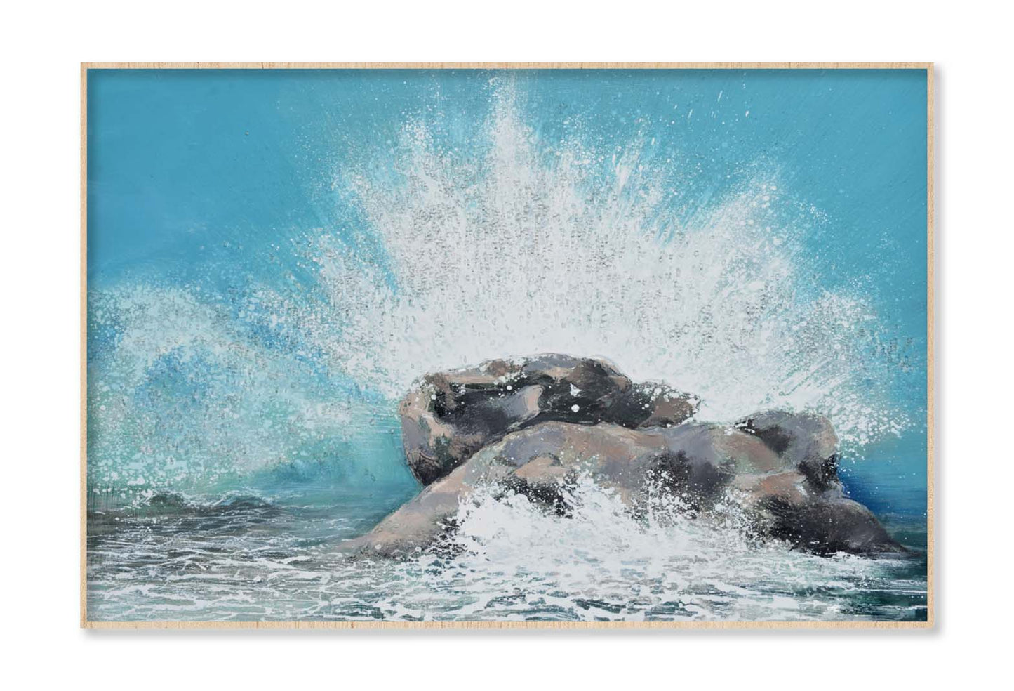 A Seaside, Waves, Rocks, Painting Wall Art Limited Edition High Quality Print