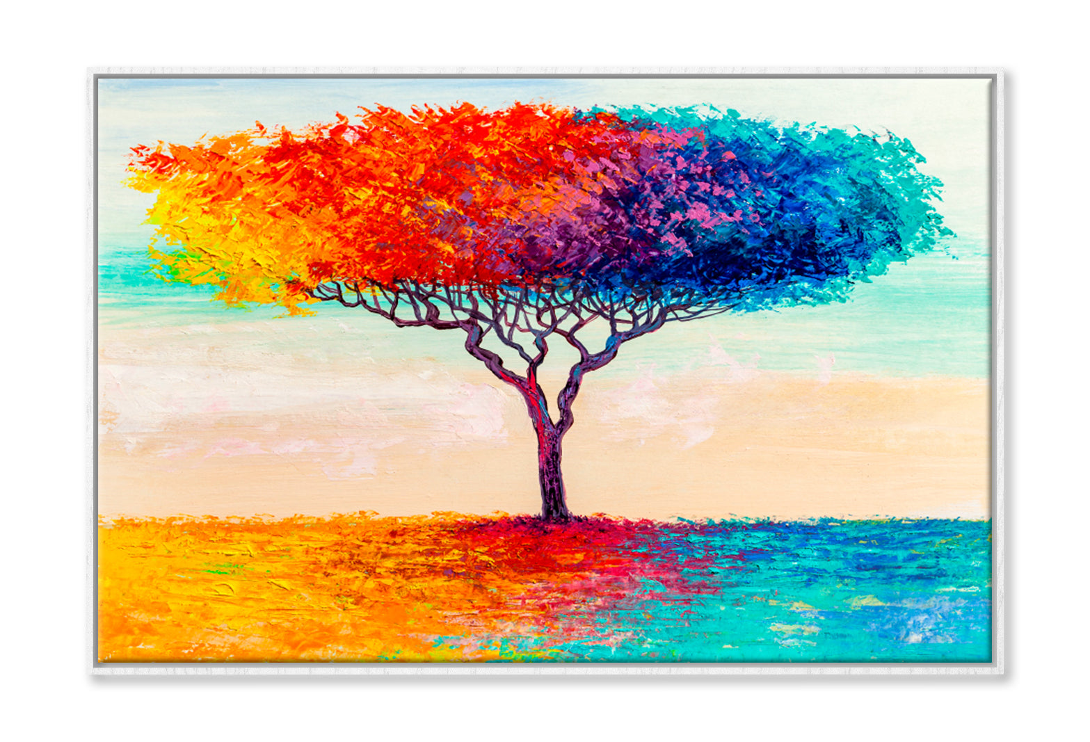 Colorful Abstract Tree Oil Painting Wall Art Limited Edition High Quality Print Canvas Box Framed White