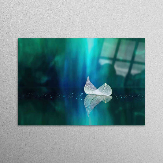 Leaf in Waters of Lake Acrylic Glass Print Tempered Glass Wall Art 100% Made in Australia Ready to Hang