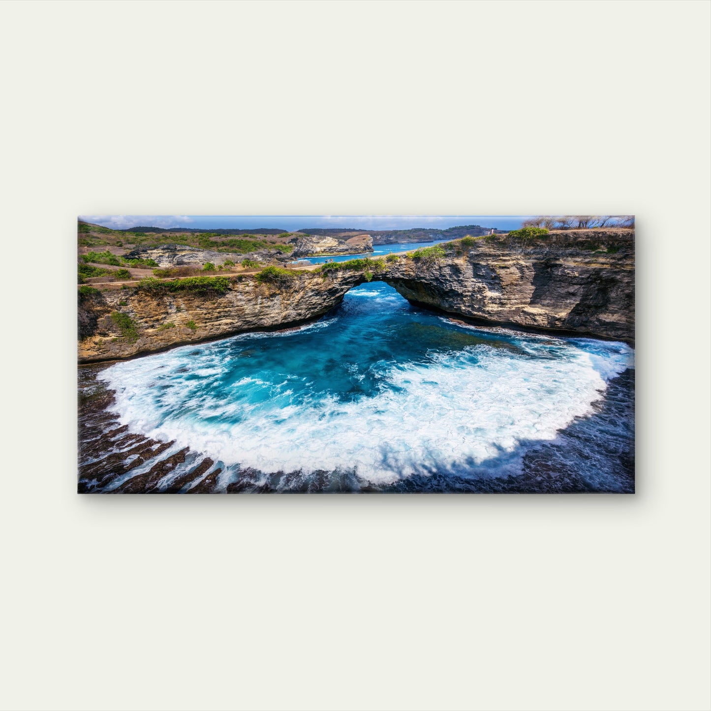 Broken Beach Nusa Penida Island Bali Indonesia Wall Art Canvas Office Home Room Framed 120x60cm
