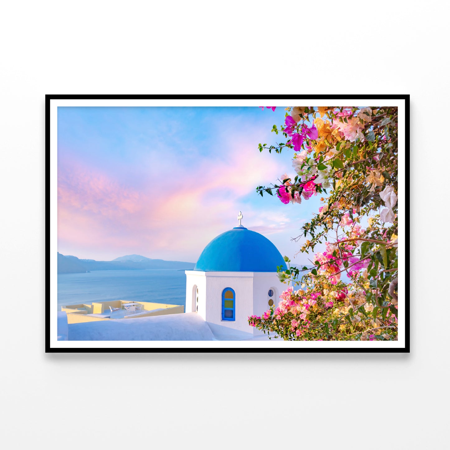 Bougainvillea Tree in Santorini Home Decor Premium Quality Poster Print Choose Your Sizes - Bella Home Decor
