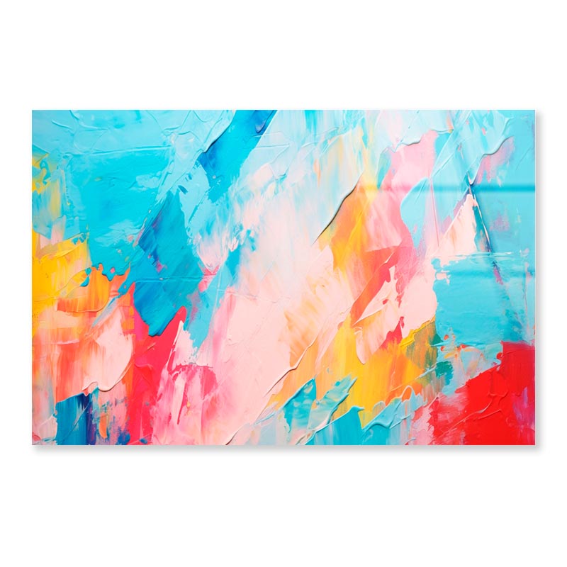 Abstract Colorful Oil Painting  Acrylic Glass Print Tempered Glass Wall Art 100% Made in Australia Ready to Hang - Bella Home Decor