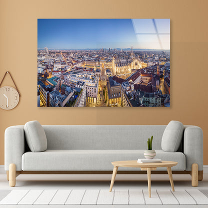 Duomo Di Milano With Evening Sky Acrylic Glass Print Tempered Glass Wall Art 100% Made in Australia Ready to Hang