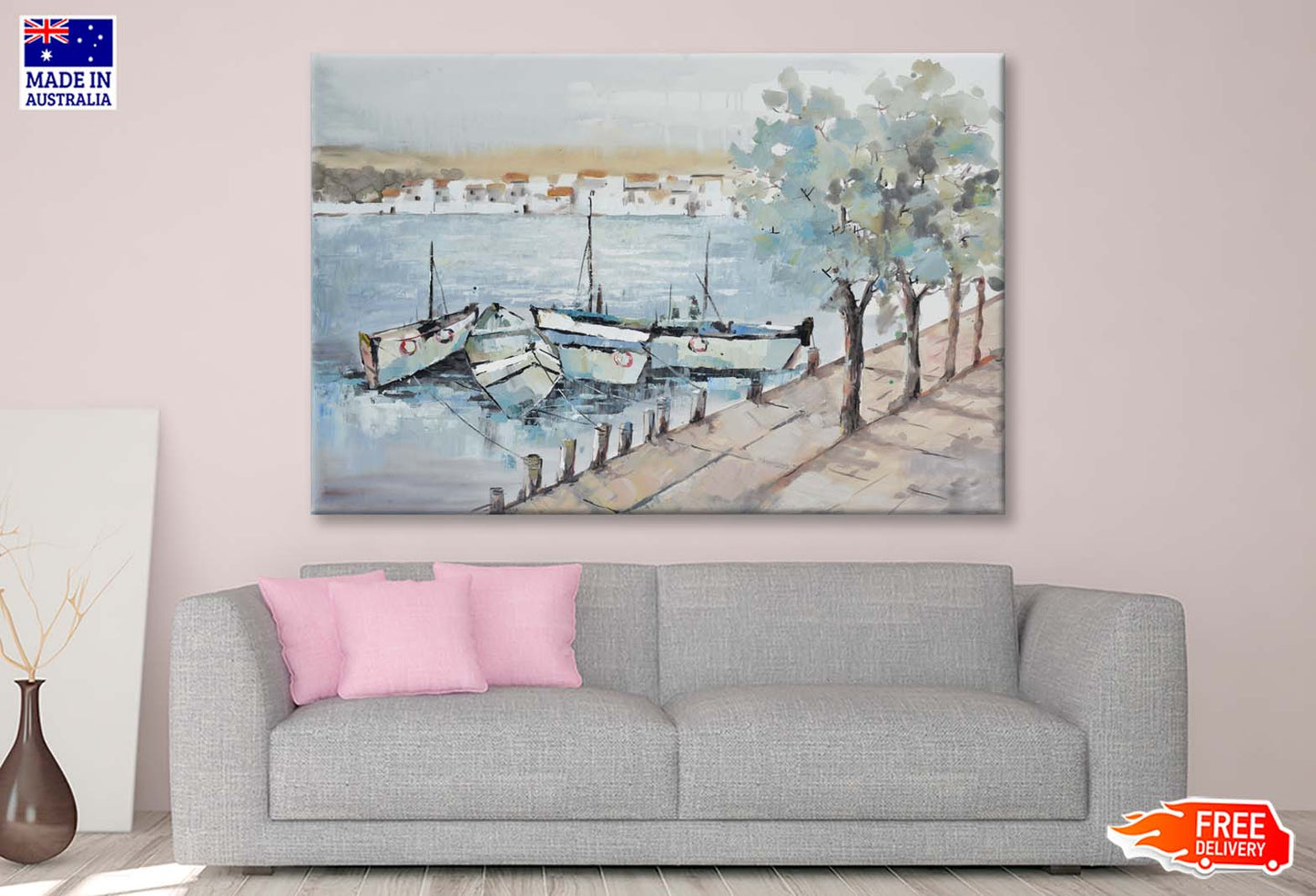 Boat On River Oil Painting Wall Art Limited Edition High Quality Print