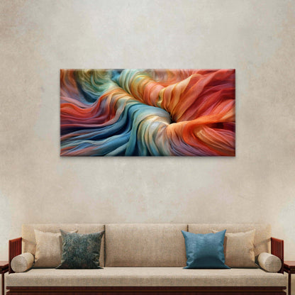 Rainbow Silk Fabric Wave Pattern Wall Art Canvas Office Home Framed 120x60cm