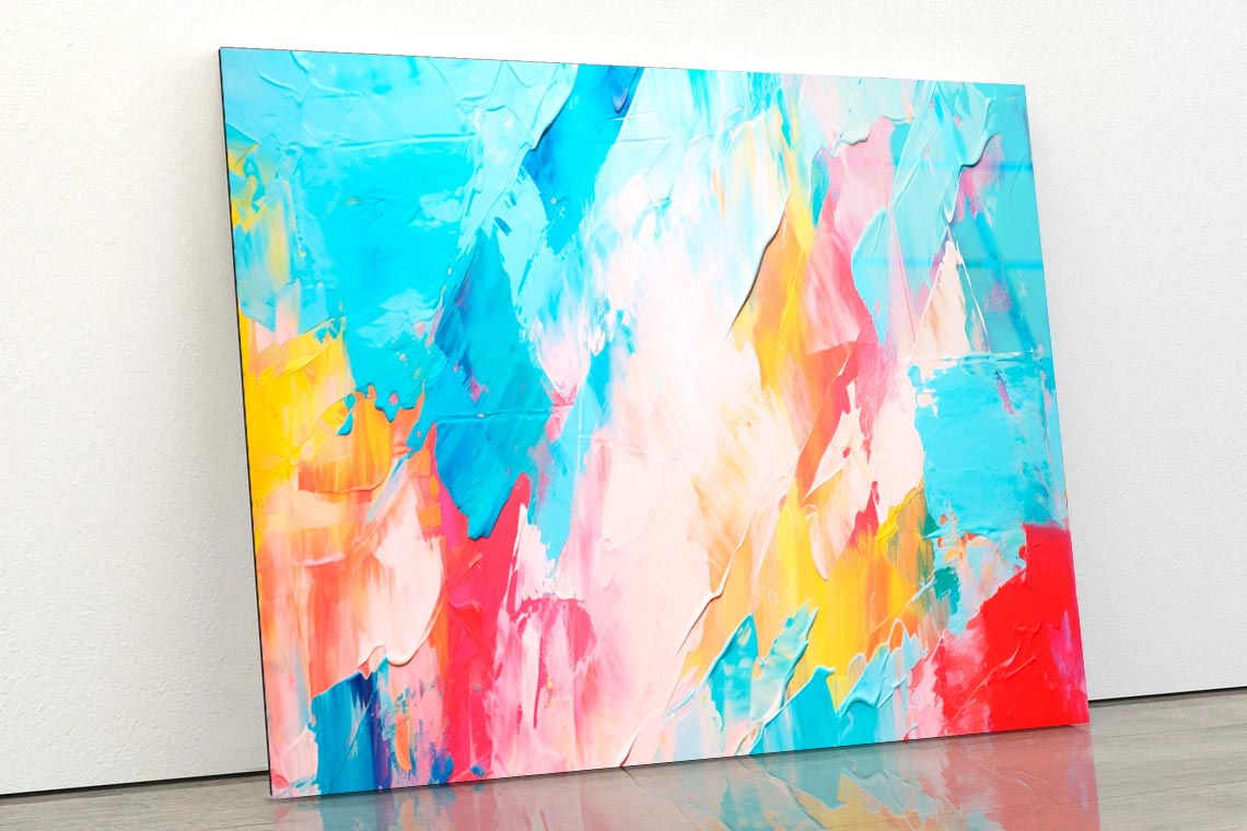 Abstract Colorful Oil Painting  Acrylic Glass Print Tempered Glass Wall Art 100% Made in Australia Ready to Hang - Bella Home Decor