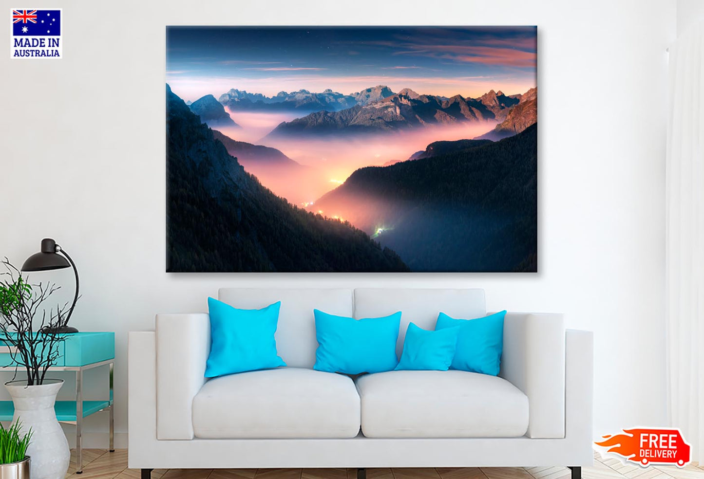 Landscape with alpine mountain valley Wall Art Decor 100% Australian Made - Bella Home Decor