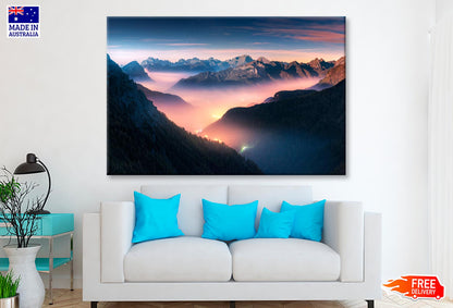 Landscape with alpine mountain valley Wall Art Decor 100% Australian Made - Bella Home Decor