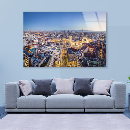 Duomo Di Milano With Evening Sky Acrylic Glass Print Tempered Glass Wall Art 100% Made in Australia Ready to Hang