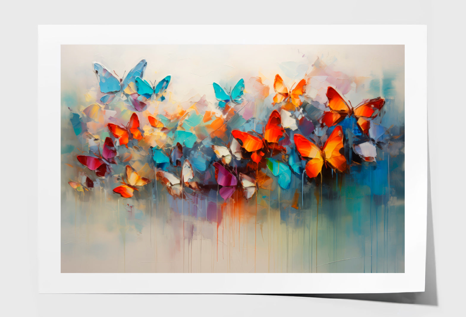 Butterflies and Abstract Oil Painting Wall Art Limited Edition High Quality Print Unframed Roll Canvas None