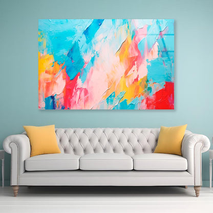 Abstract Colorful Oil Painting  Acrylic Glass Print Tempered Glass Wall Art 100% Made in Australia Ready to Hang - Bella Home Decor