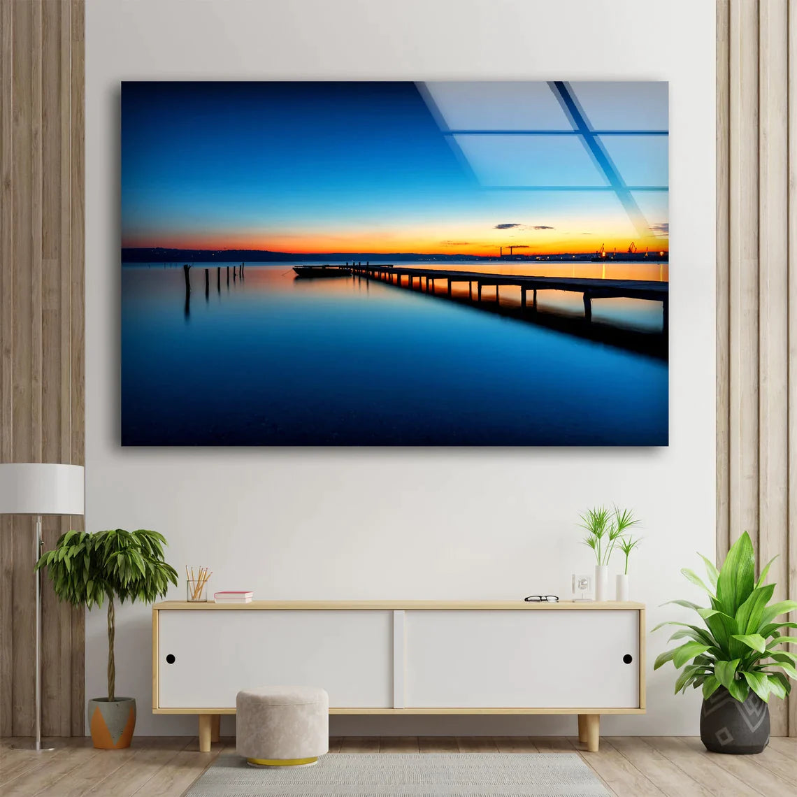 Wooden Pier Sea Sunset UV Direct Aluminum Print Australian Made Quality