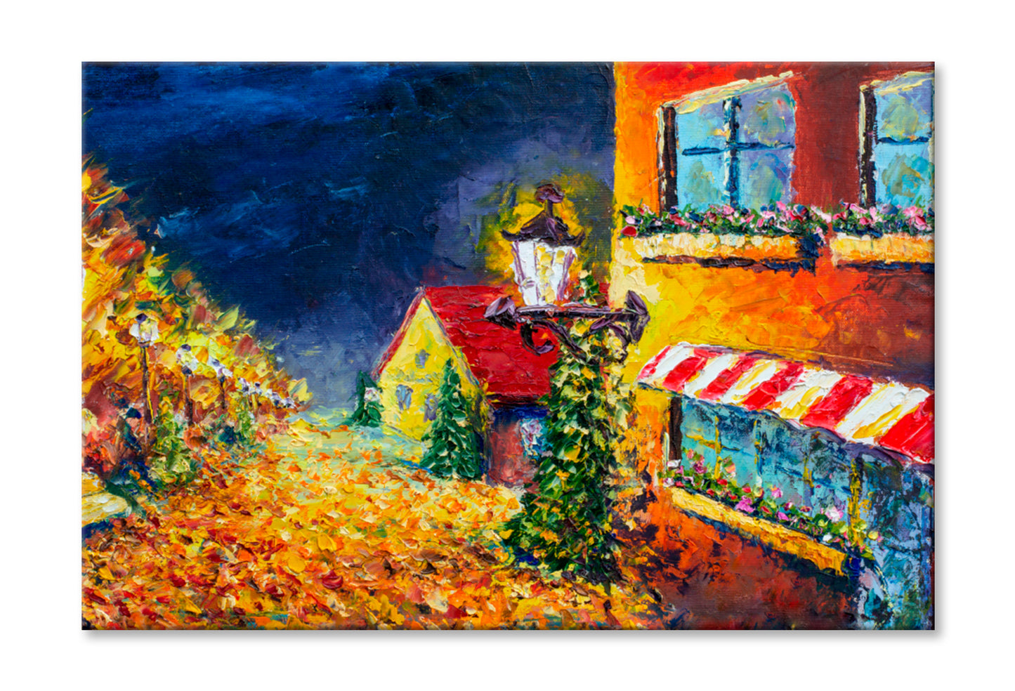 Old Small Town With Small Beautiful Houses Oil Painting Wall Art Limited Edition High Quality Print Stretched Canvas None