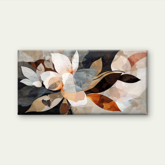 Modern Neutral Beige Botanical Floral Leaf Wall Art Canvas Office Home Framed 120x60cm