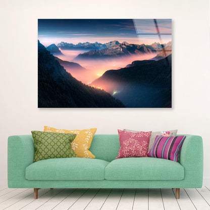 Landscape With Alpine Mountain Valley Acrylic Glass Print Tempered Glass Wall Art 100% Made in Australia Ready to Hang