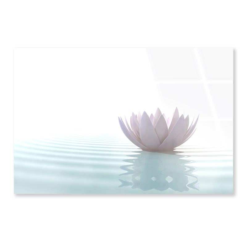 White Lotus Flower on Water Acrylic Glass Print Tempered Glass Wall Art 100% Made in Australia Ready to Hang