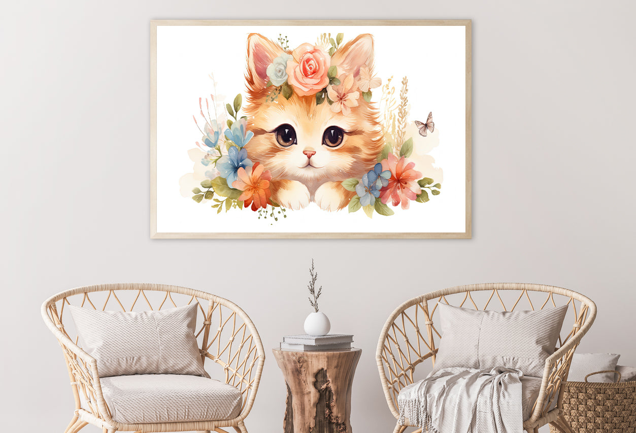 Baby Cat in Flower Blossom Garden Home Decor Premium Quality Poster Print Choose Your Sizes