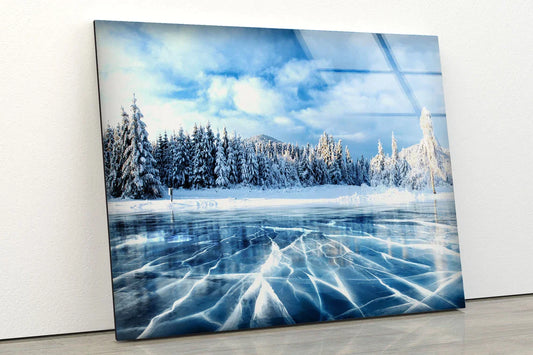 Snow Forest & Frozen UV Direct Aluminum Print Australian Made Quality
