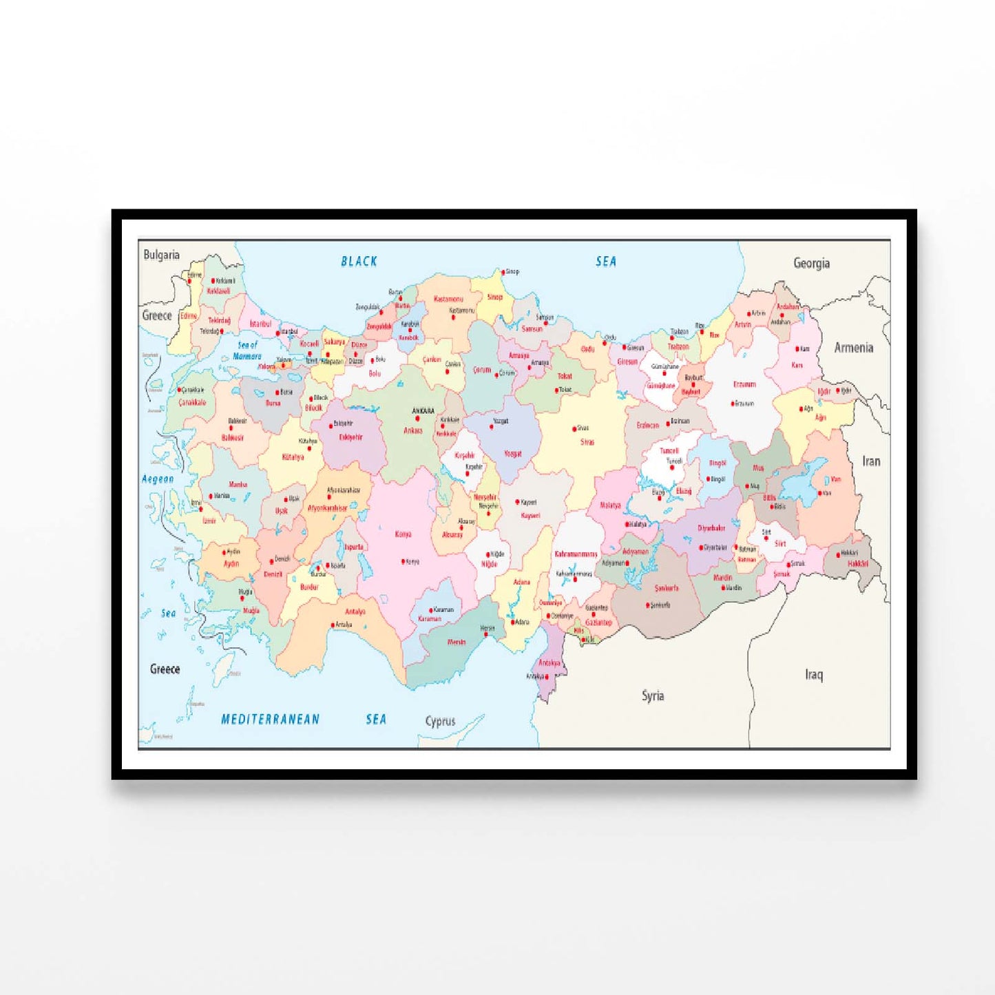 Türkiye Administrative Map Home Decor Premium Quality Poster Print Choose Your Sizes