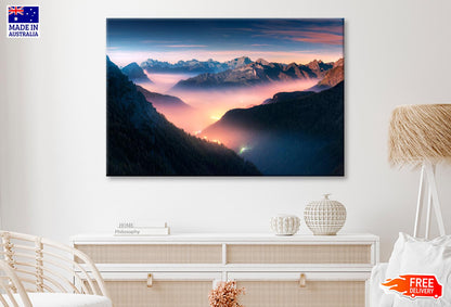 Landscape with alpine mountain valley Wall Art Decor 100% Australian Made - Bella Home Decor