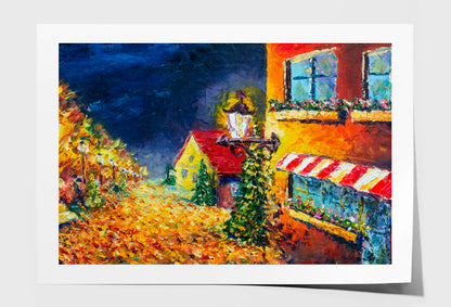 Old Small Town With Small Beautiful Houses Oil Painting Wall Art Limited Edition High Quality Print Unframed Roll Canvas None