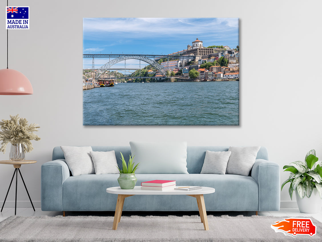 A Bridge Spanning Over a Body of Water with a Sky Print 100% Australian Made