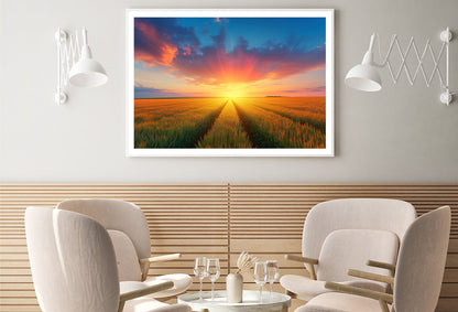 Rainbow with Wheat Fields at Sunset Home Decor Premium Quality Poster Print Choose Your Sizes - Bella Home Decor