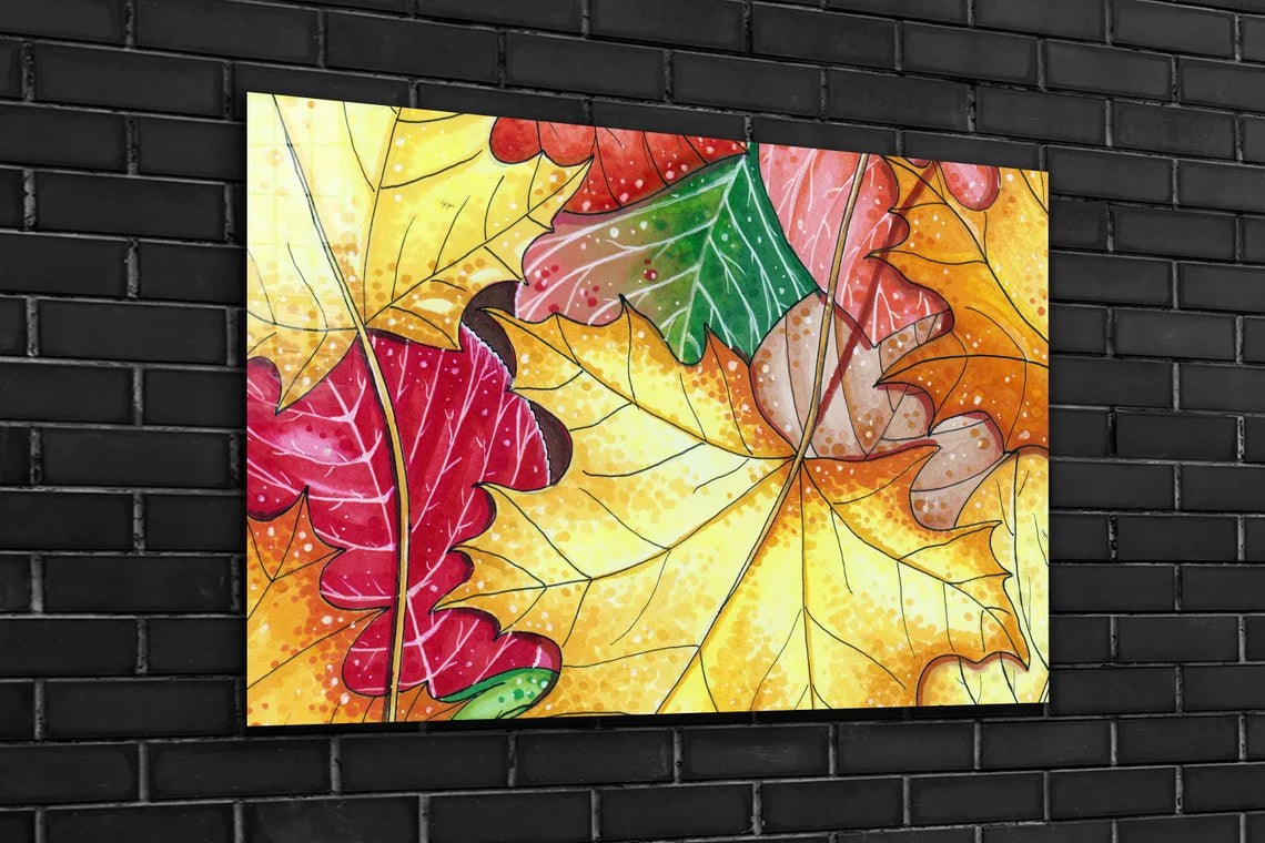 Colorful Autumn Leaves UV Direct Aluminum Print Australian Made Quality