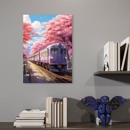 Sakura Train Kyoto Railway Japan 40x60cm Metal Print Ready to Hang