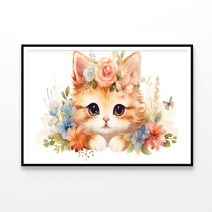 Baby Cat in Flower Blossom Garden Home Decor Premium Quality Poster Print Choose Your Sizes