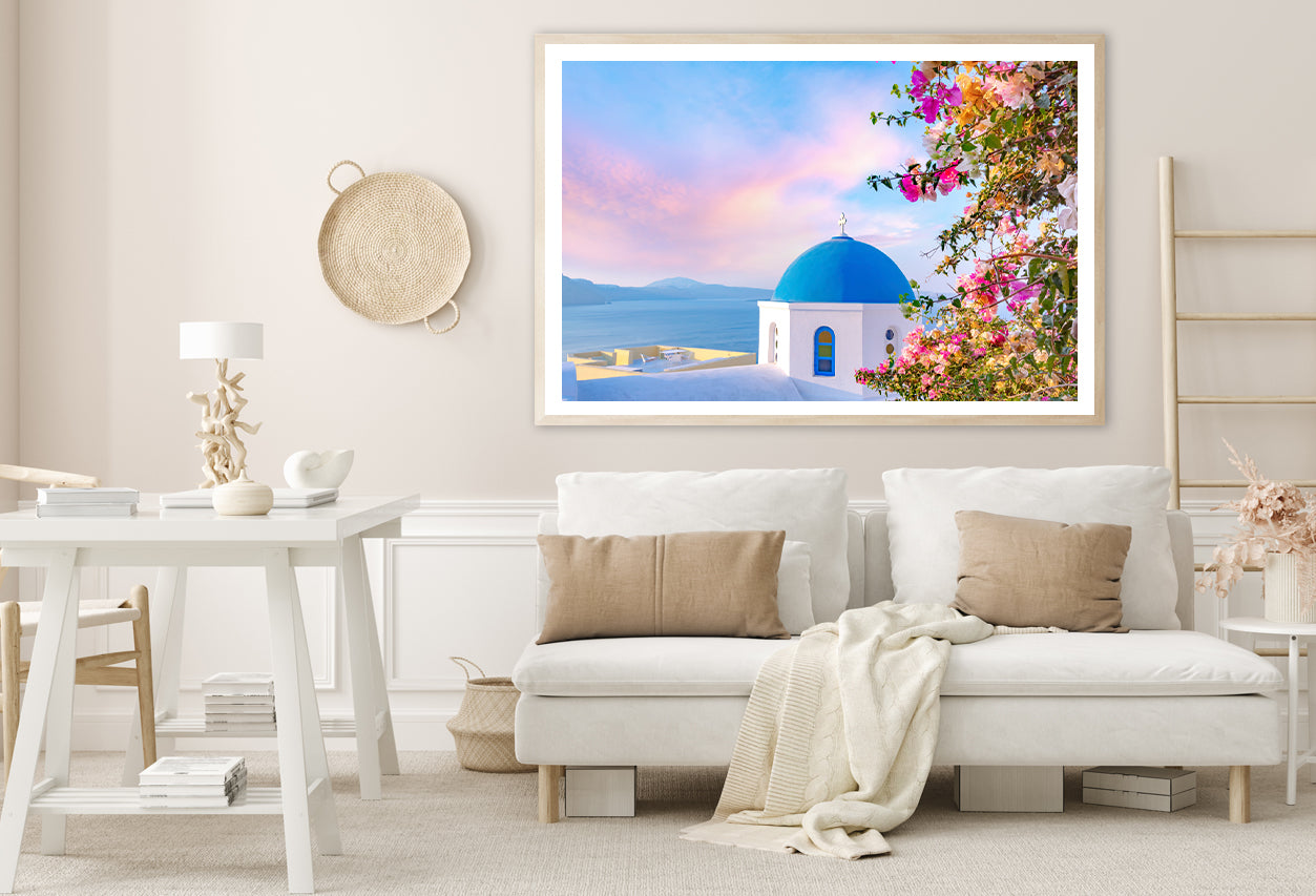 Bougainvillea Tree in Santorini Home Decor Premium Quality Poster Print Choose Your Sizes - Bella Home Decor
