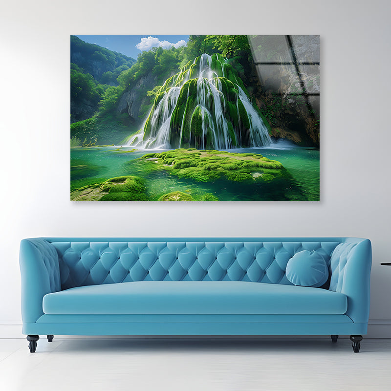 Waterfall in the Park Acrylic Glass Print Tempered Glass Wall Art 100% Made in Australia Ready to Hang - Bella Home Decor
