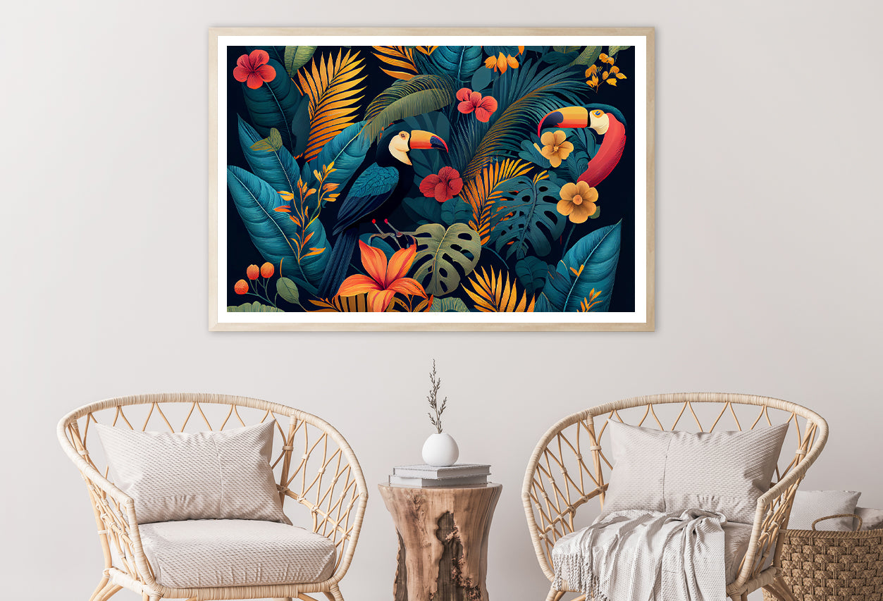 Painting Of Flowers, Leaves, & Birds Home Decor Premium Quality Poster Print Choose Your Sizes