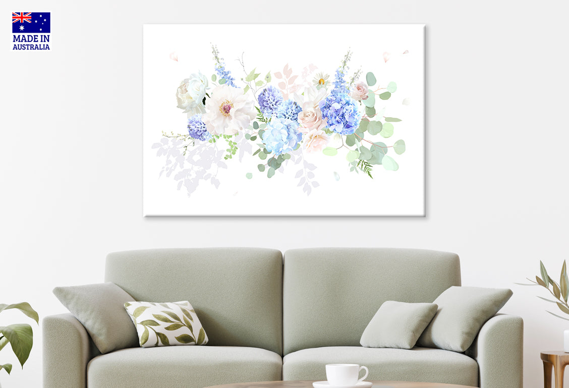 Pastel Peony Daisy Magnolia Rose Flowers Wall Art Decor 100% Australian Made
