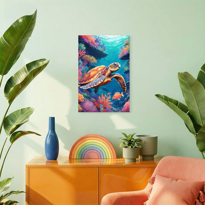 Anime Style Turtle Animal Digital Art 60x90cm Metal Print Ready to Hang