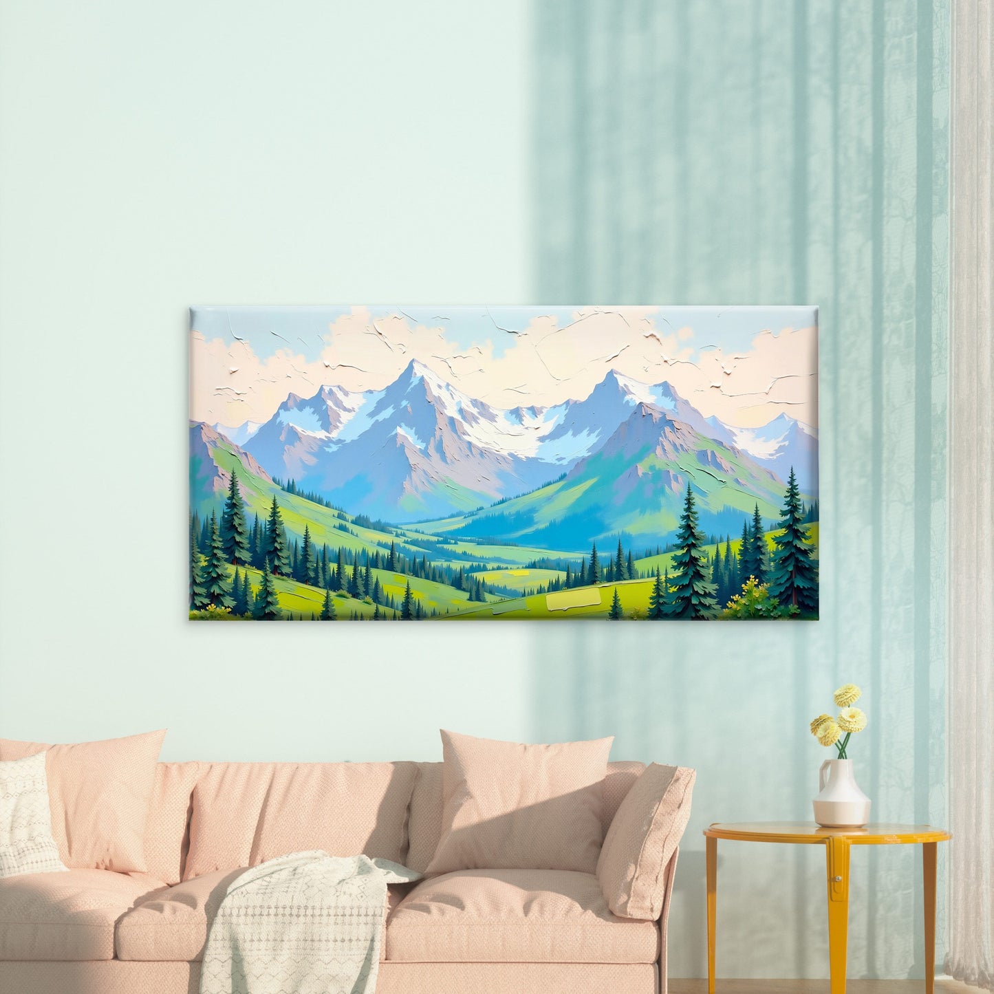 Alpine Valley Canvas Art Wall Art Canvas Office Home Room Framed 120x60cm - Bella Home Decor
