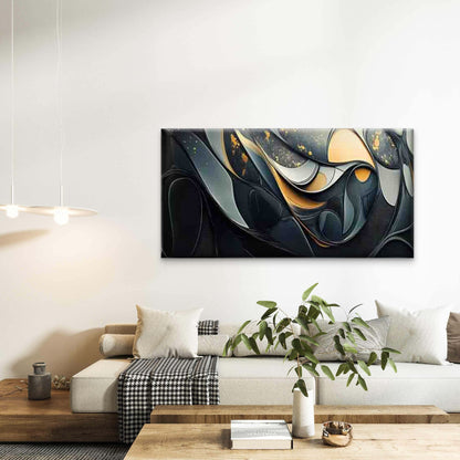 Abstract Featuring Curved Shape Wall Art Canvas Office Home Room Framed 120x60cm - Bella Home Decor